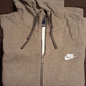 Men's new without tags full zip grey hoodie Nike.